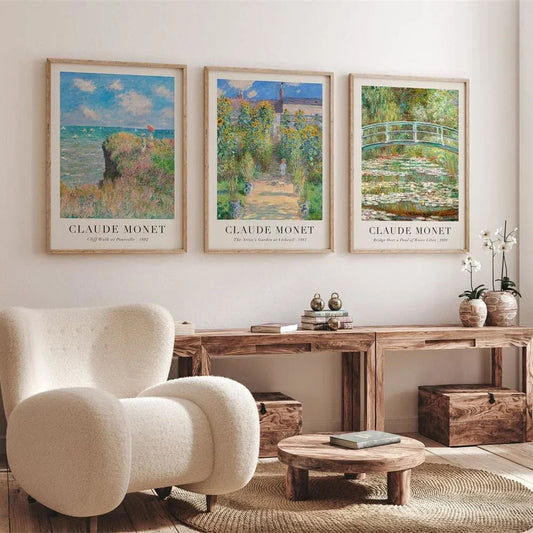 Famous Water Lily Sunrise Poster Monet oil Painting Reproduction Print Artworks Vintage Landscape Canvas Picture for Home Decor