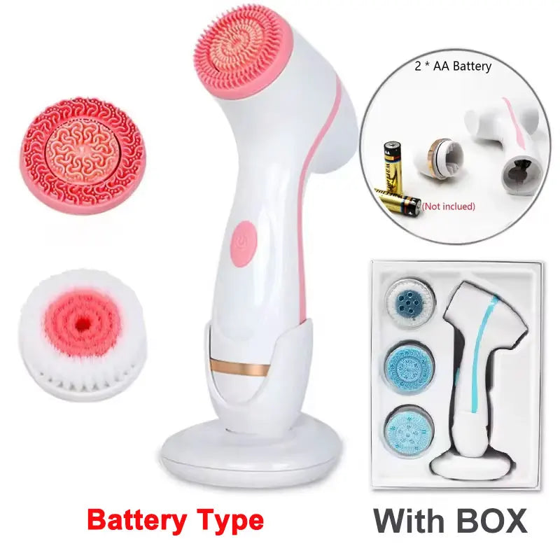3 In 1 Electric Cleansing Brush Vibrations Facial Cleaner Face Massager Sonic Rotating Cleansing Brush Face Deep Cleansing Tool