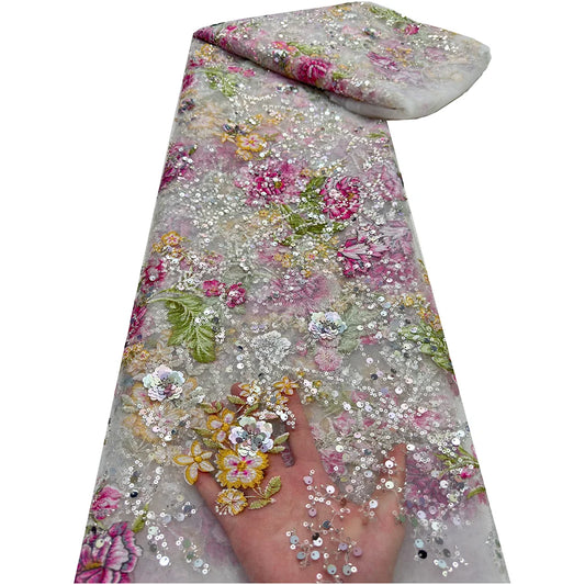 African Lace Fabric 2025 Sequins Beaded Embroidery Groom Nigerian Bridal High Quality French Tulle Lace Fabric For Wedding