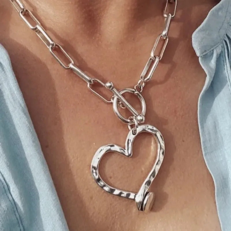 Simple Punk Big Love Pendant Necklace