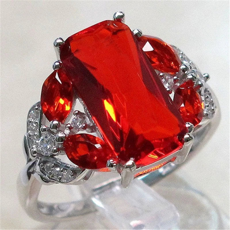 New Fashion Luxury Ruby Crystal Ring