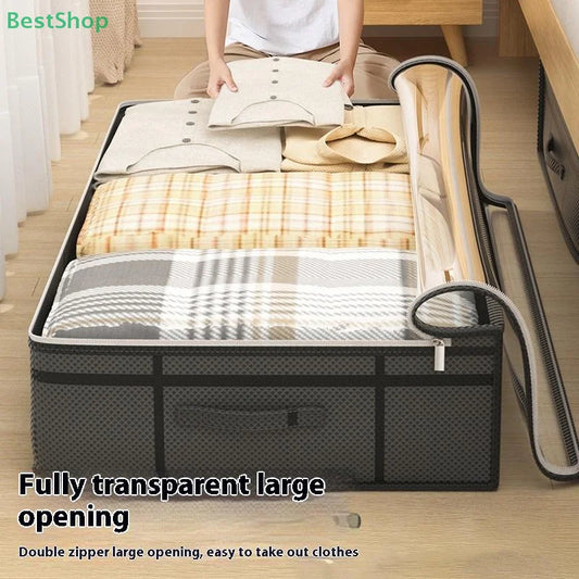 1PC Large Clothes Storage Bag Under Bed Foldable Quilt Clothes Storage Bag Doggy Bag Bedroom Dormitory Organizer Bag