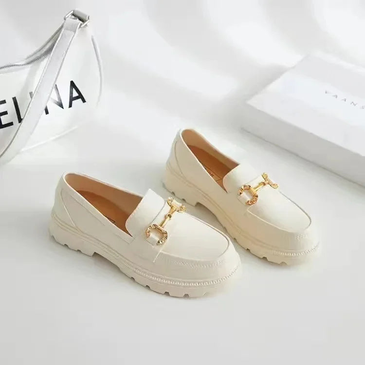Vintage Round Toe PVC Thick Bottom Loafers