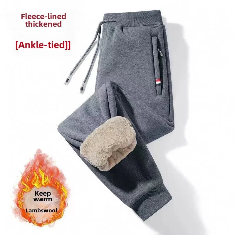 Breathable Men's Casual winter fleece-lined Trousers