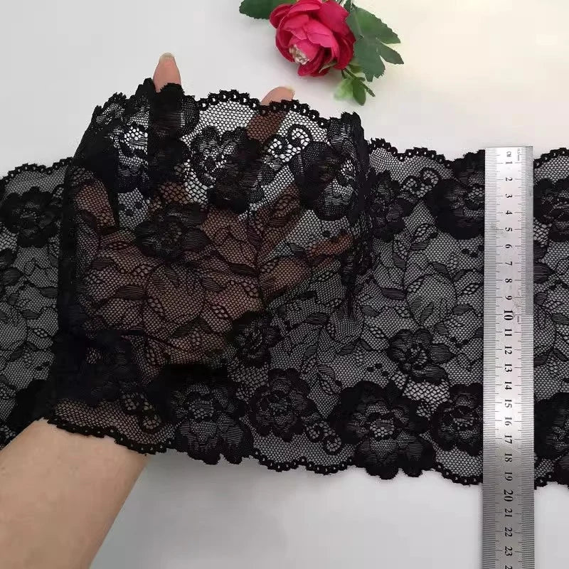 2 Yards Black and White Lace Fabric Flower Lace DIY Sleeve Skirt Decoration Clothing Accessories 18CM Wide
