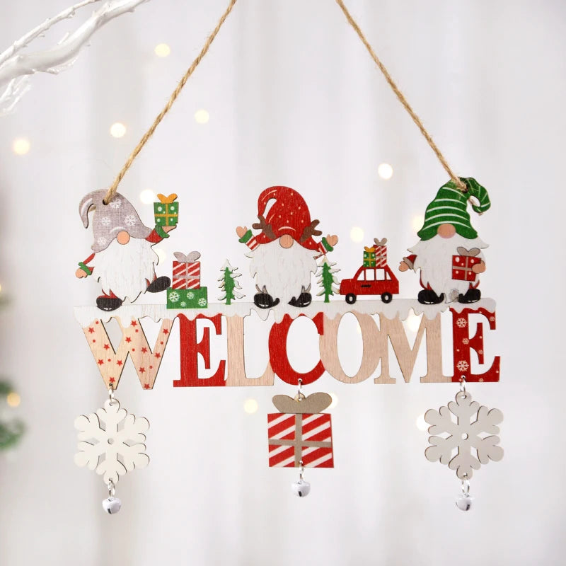 Gnome Santa Claus Wooden Hanging