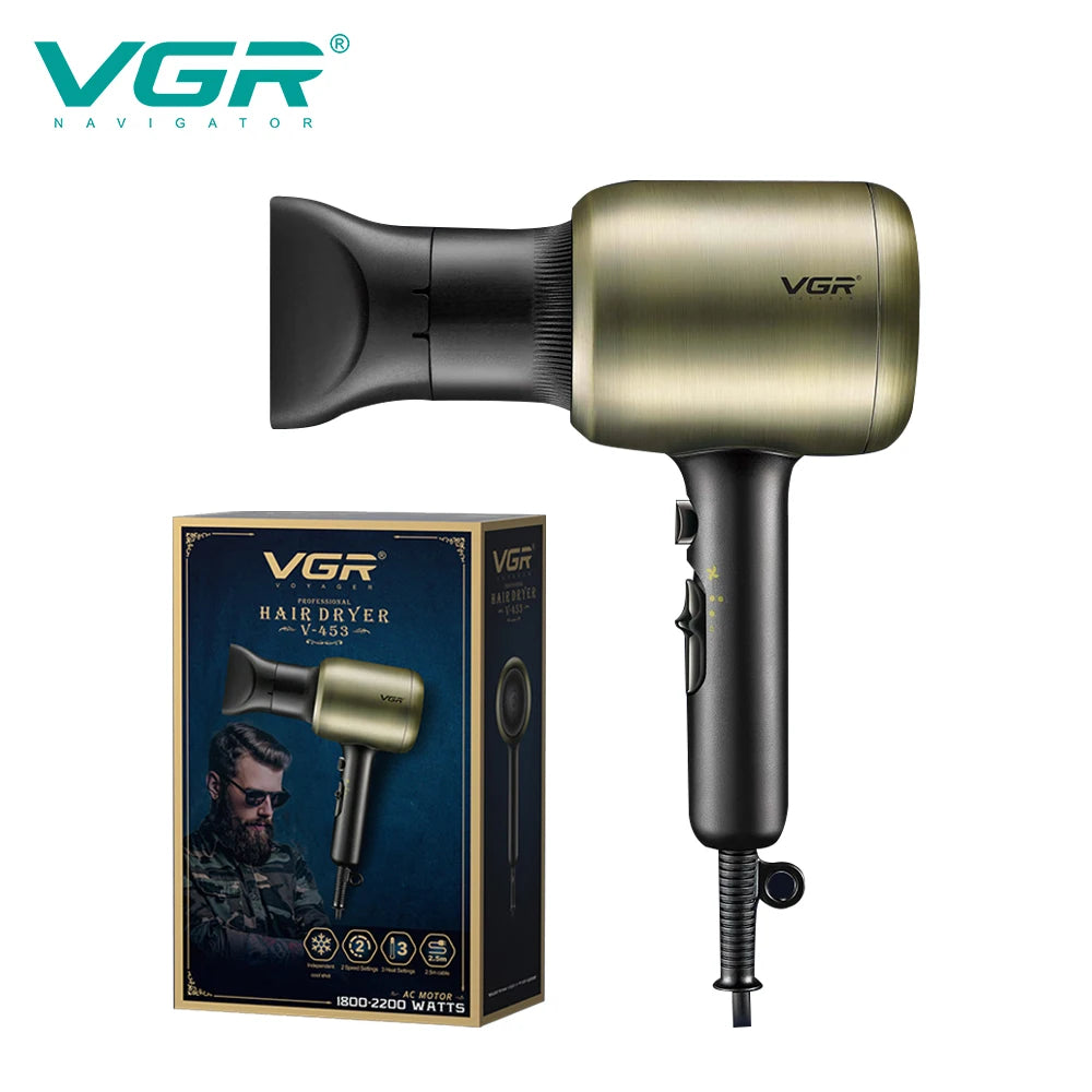 VGR professional hair dryer does not damage hair, strong wind speed dry 1800-2200W hair salon home styling air duct V-453