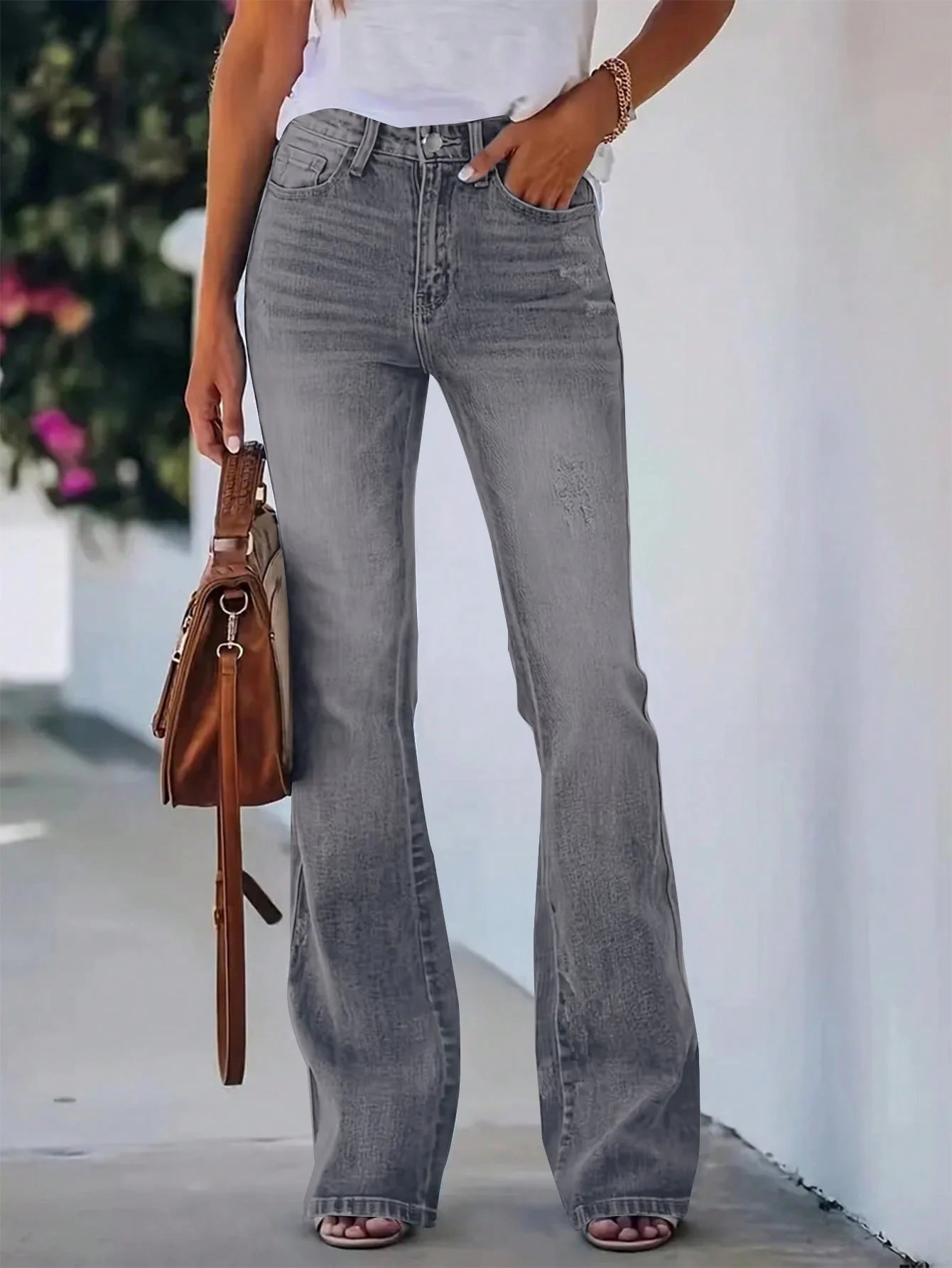 New hot women's horn jeans high waist slimming Denim pants