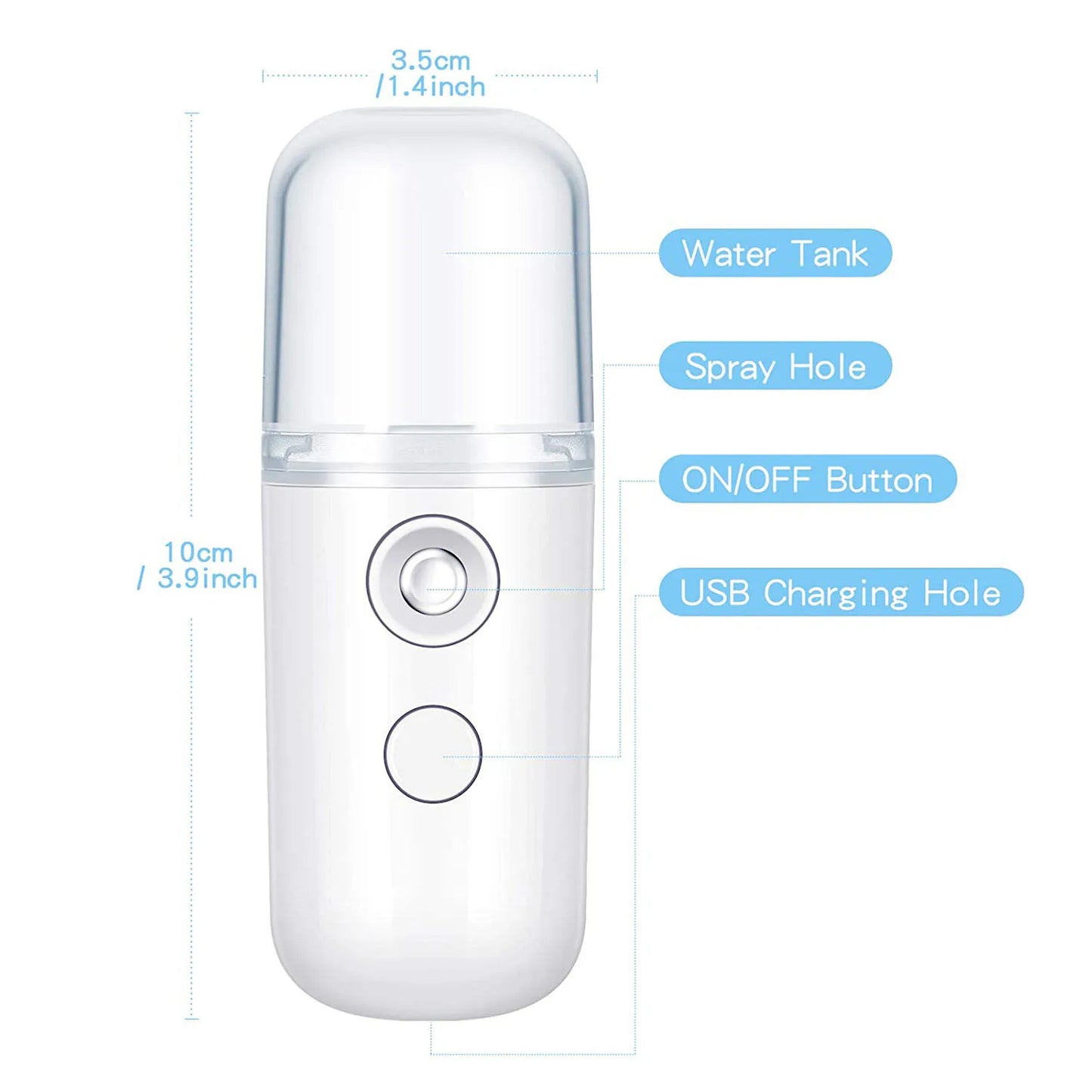 Portable Mini Facial Steamer Face Skin Care Nano Mist Sprayer Vaporizer Beauty Water Spa Nebulizer Humidifier USB Rechargeable