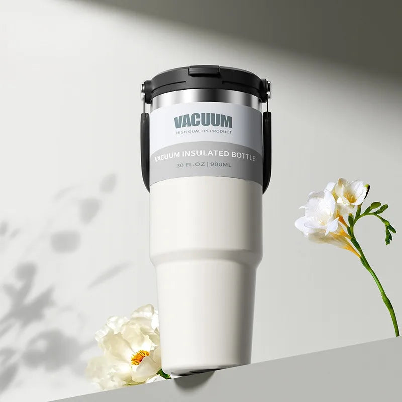 Car Thermal Mug Extra Large Capacity 900/1200ml Stainless Steel VacuumThermal Mug Handheld Portable Outdoor&Sport Water Cup