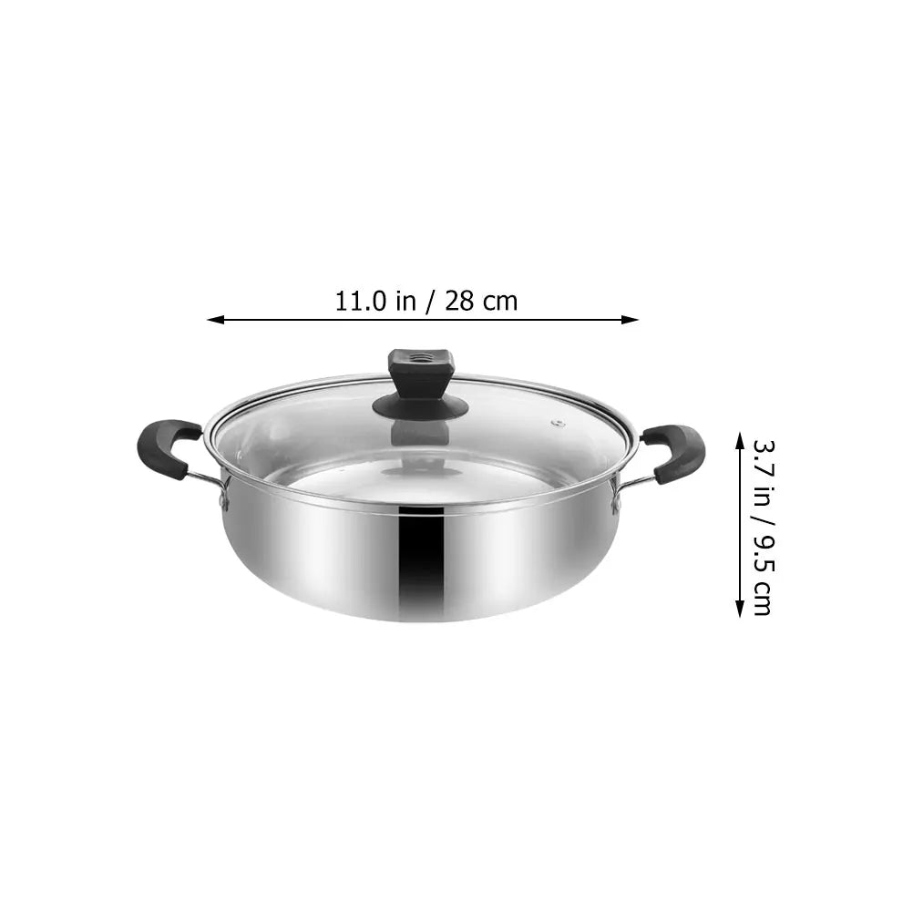 28Cm Stainless Steel Hot Pot Double Handle Stock Pot Large Capacity Soup Pan Practical Hotpot Cookware Stovetop Kitchen Dining