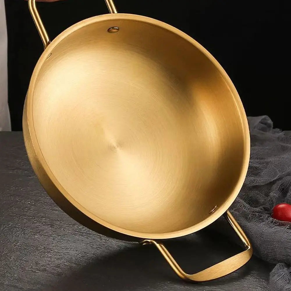 Stainless Steel Cookware Saucepan Dry Pots with Handle Home Cooking Paella Pan Seafood Rice Pot Picnic Snack Plates