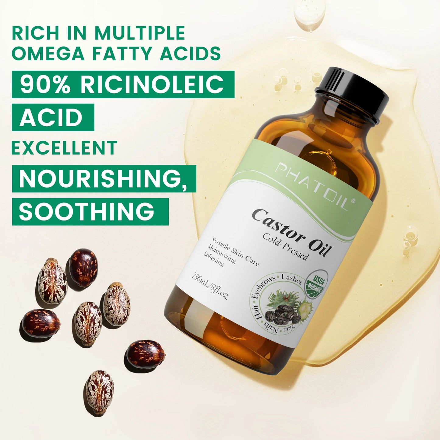 Organic Castor oil,Cold Pressed Unrefined Essential Oil