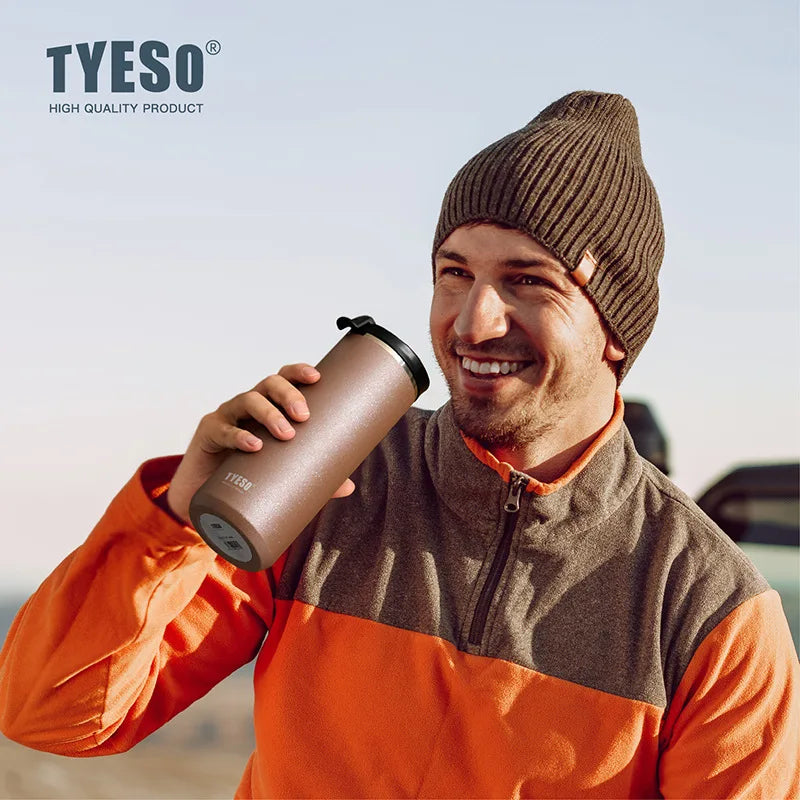 Tyeso French Press Travel Mug 304 Stainless Steel Portable Cold Brew Coffee Maker Tea Infuser Double-Wall Insulated Thermos