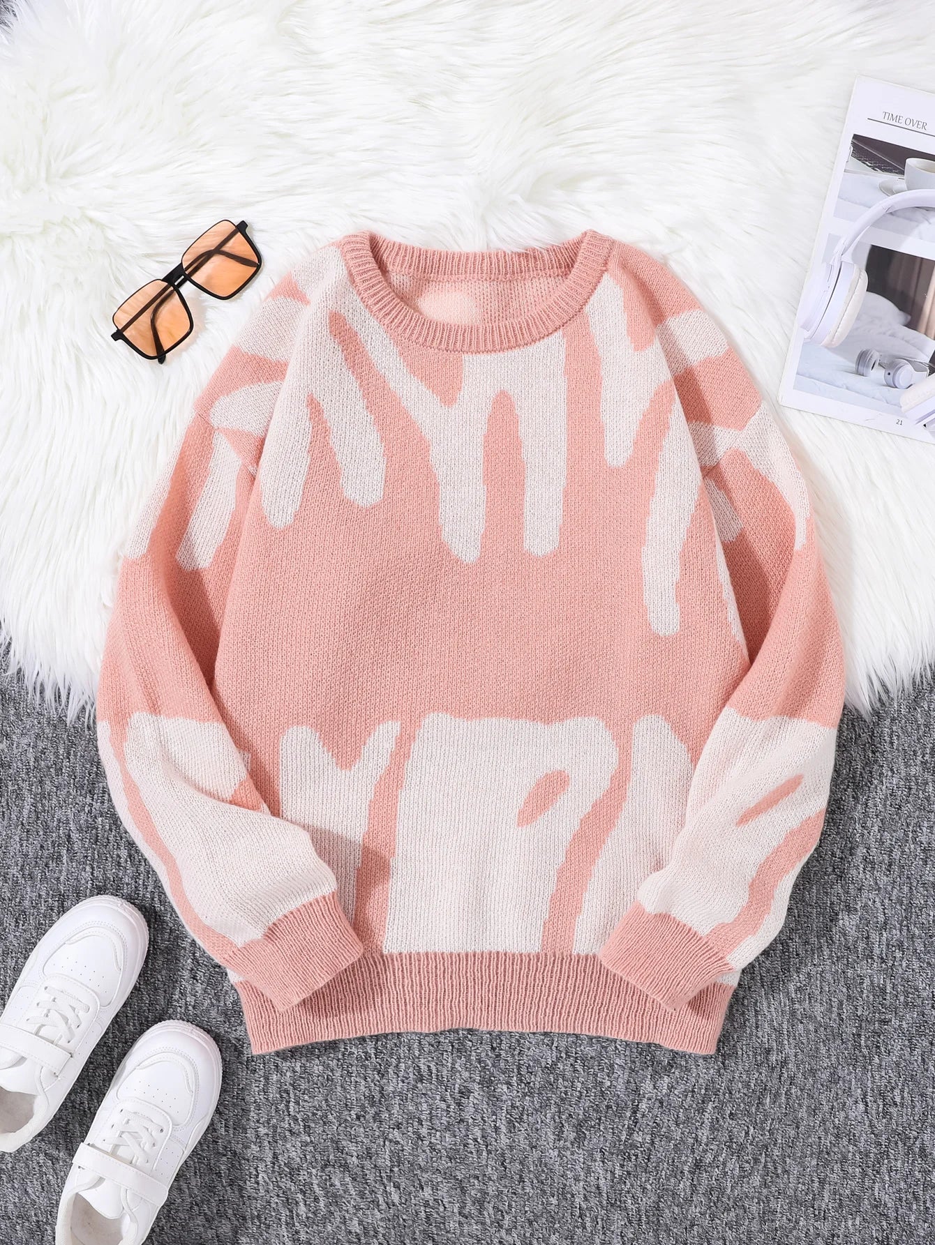 Popular Irregular Jacquard Pattern Sweater