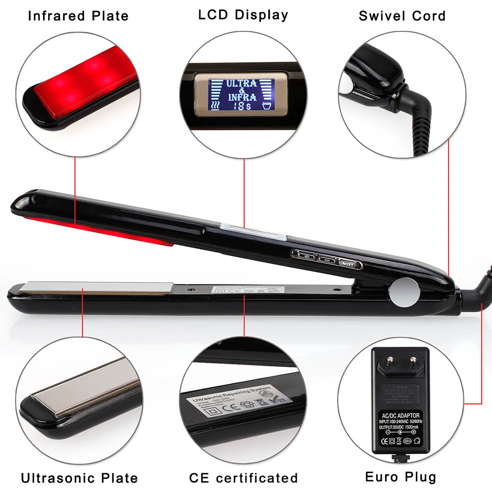 Hair Flat Irons Ultrasonic Infrared Cold Hair Straightener